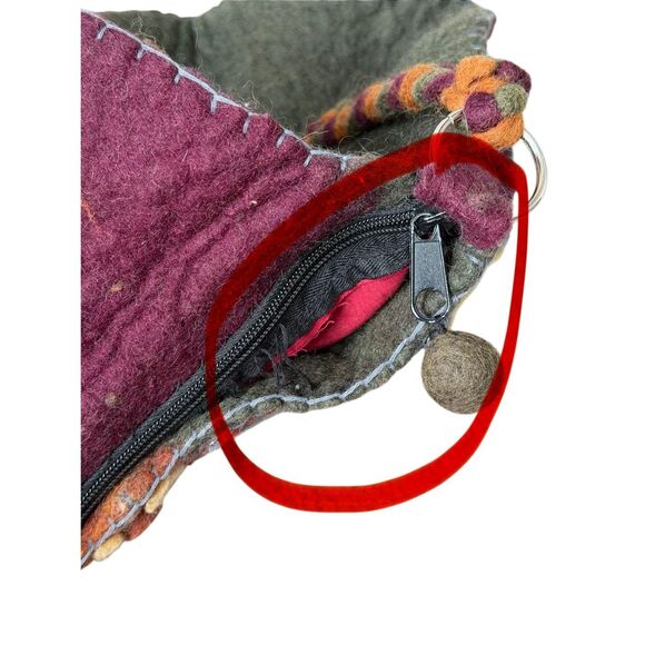 Rising Tide Wool Purse Shoulder Bag Boho Hippie Nepal Hipster Soho Flower Fleece - Picture 3 of 11